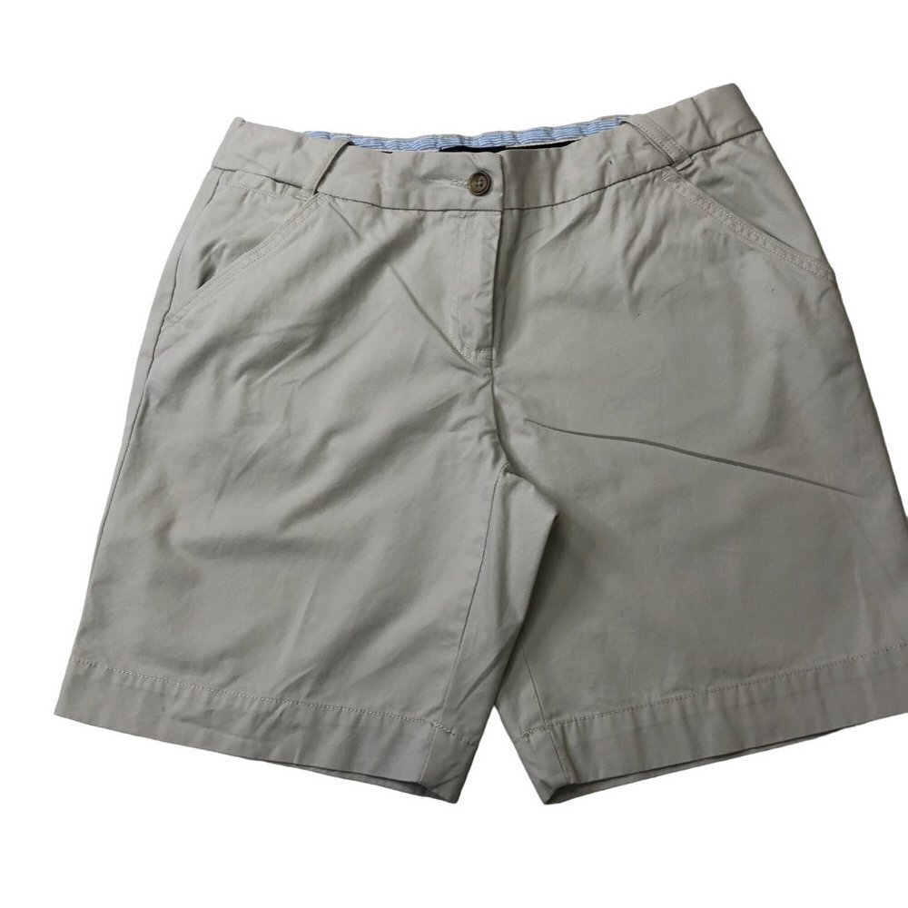 LANDS END WOMEN KHAKI ‎ FLEX WAIST SHORTS SIZE 10P